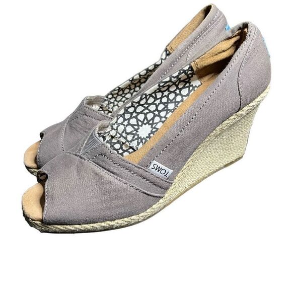 Tom’s Espadrille Peep Toe Wedge Heels Women’s 9.5 - Picture 4 of 9